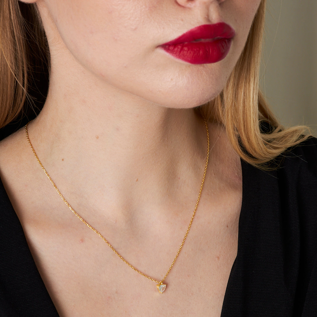 Stone Heart Design Necklace - 925 SILVER