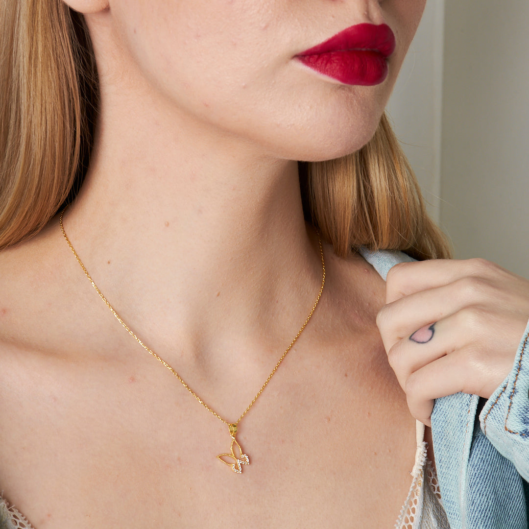 Butterfly Stone Necklace - 925 SILVER