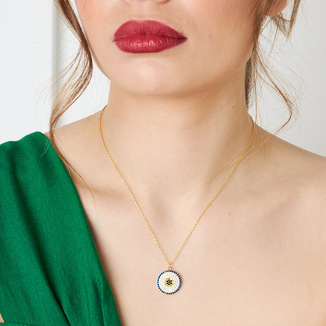 Large Evil Eye Necklace - 925 Silver