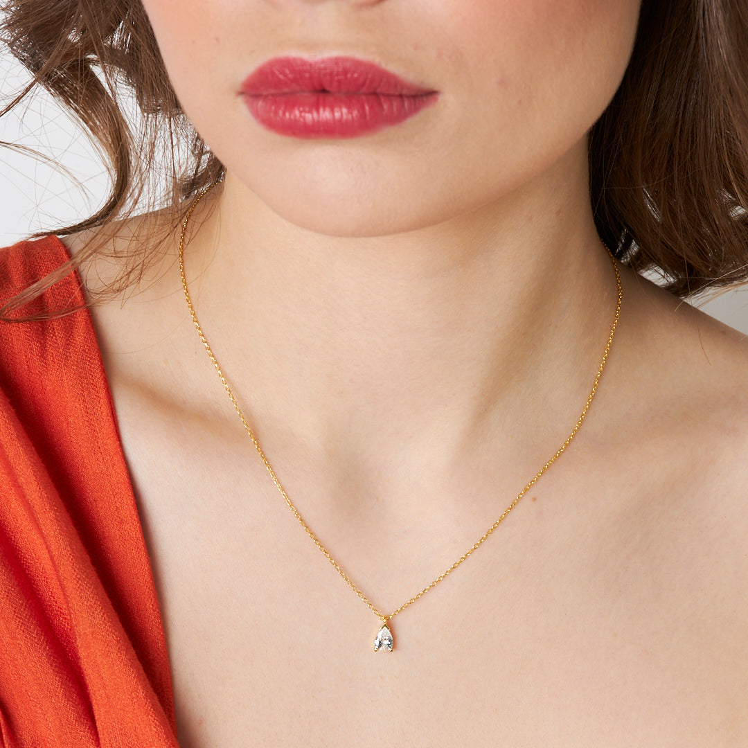 Oval Teardrop Necklace - 925 Silver