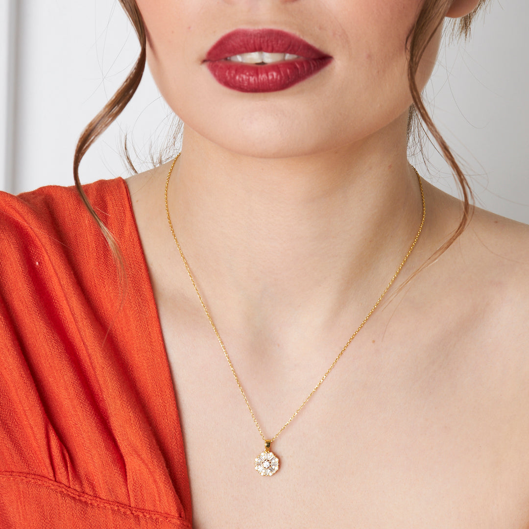 Baguette Wheel Necklace - 925 Silver