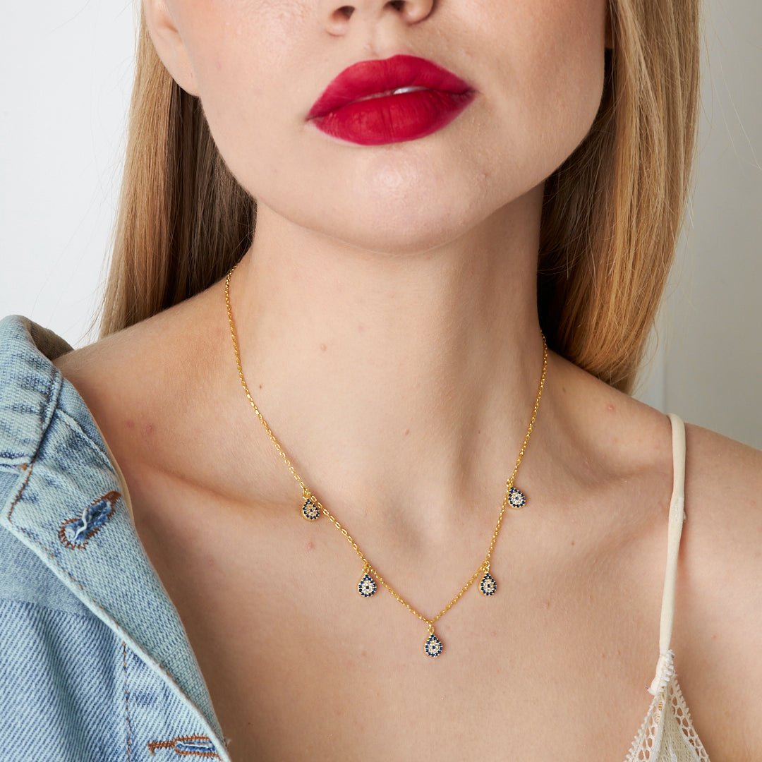 Five-Eye Evil Eye Necklace - 925 SILVER