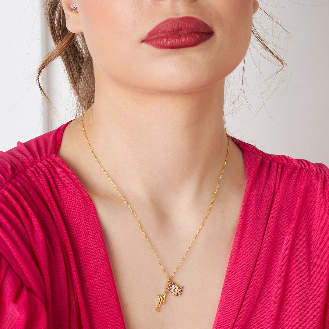 Turkish Flag Necklace - 925 SILVER