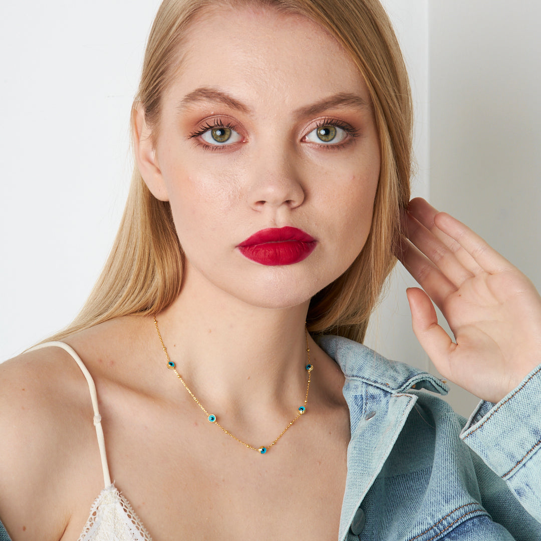 Multiple Evil Eye Necklace - 925 SILVER