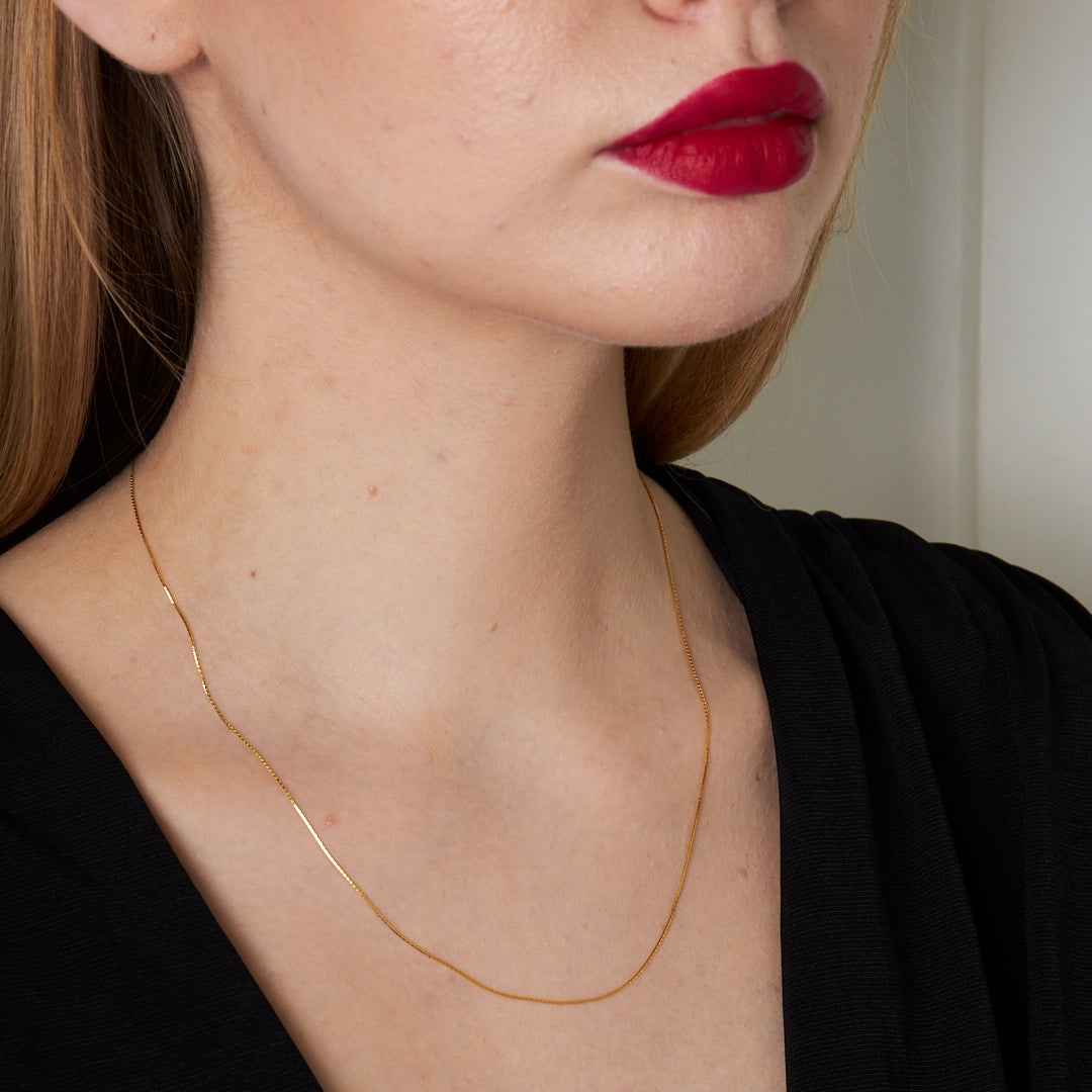 Thin Herringbone Chain Necklace - 925 SILVER