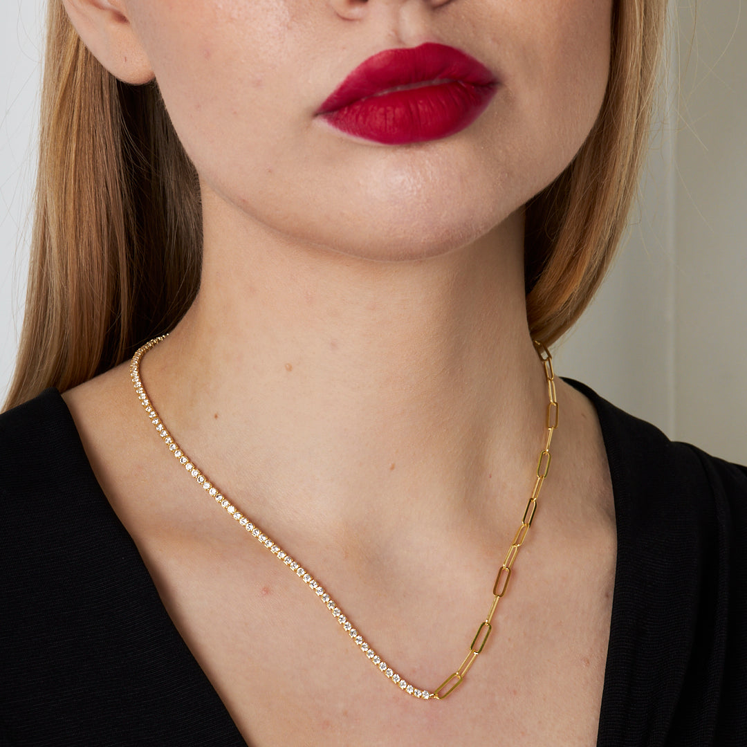 Rectangular Waterway Chain Necklace - 925 Silver