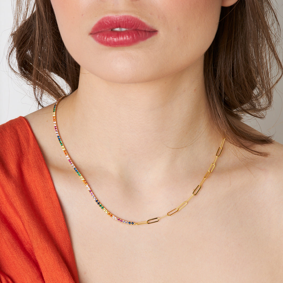 Chained Colored Waterway - 925 SILVER