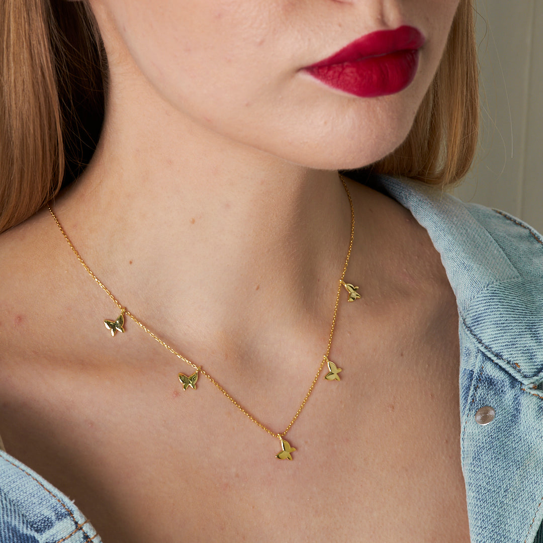 Butterfly Plate Necklace - 925 SILVER