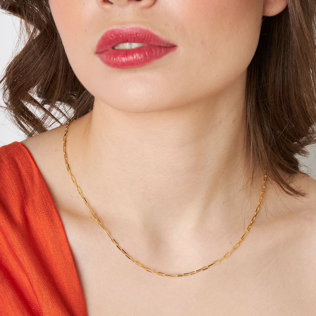 Simple Paperclip Chain Necklace - 925 SILVER