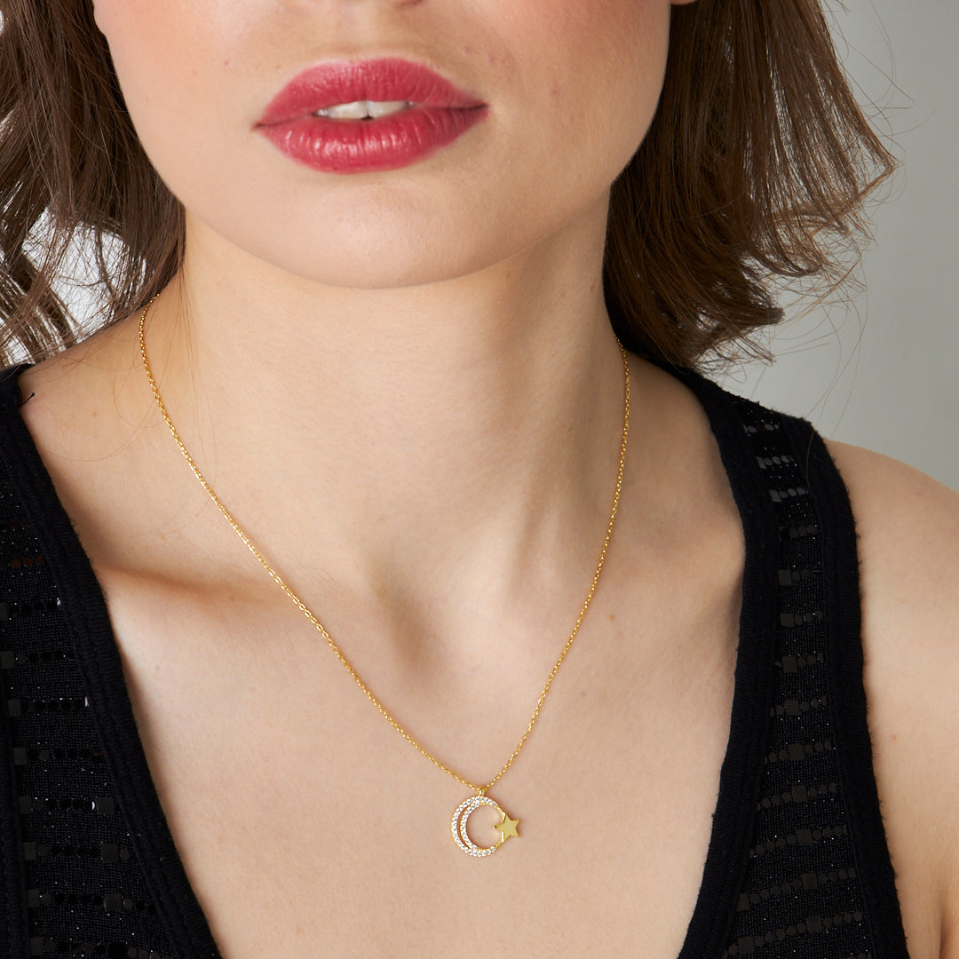 Zircon Stone Star Necklace - 925 SILVER