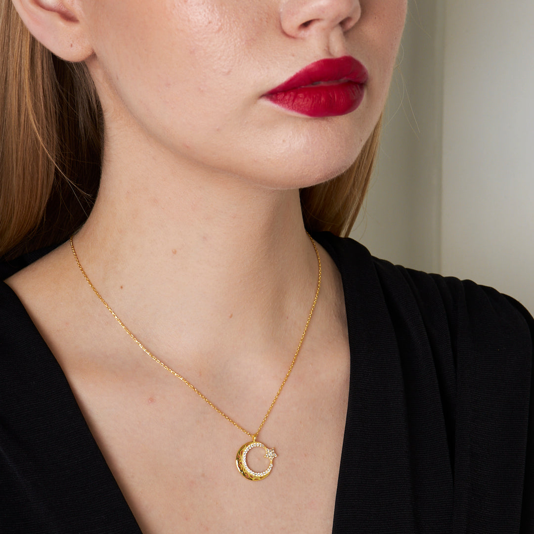 Patterned Star Necklace - 925 SILVER