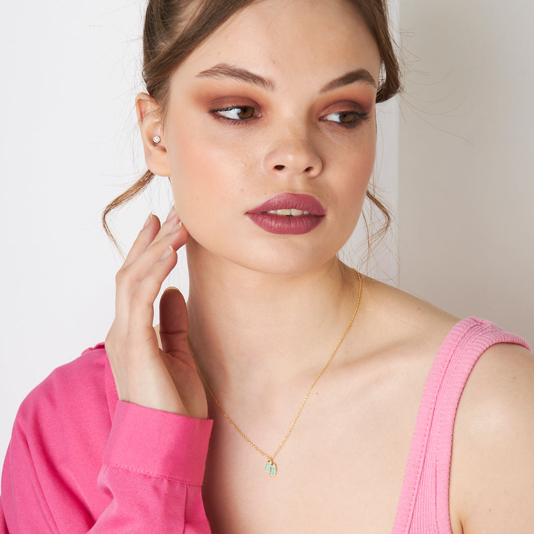 Stone Baby Foot Necklace - 925 SILVER