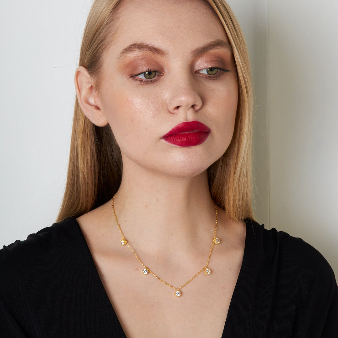 Single Stone Design Necklace - 925 SILVER