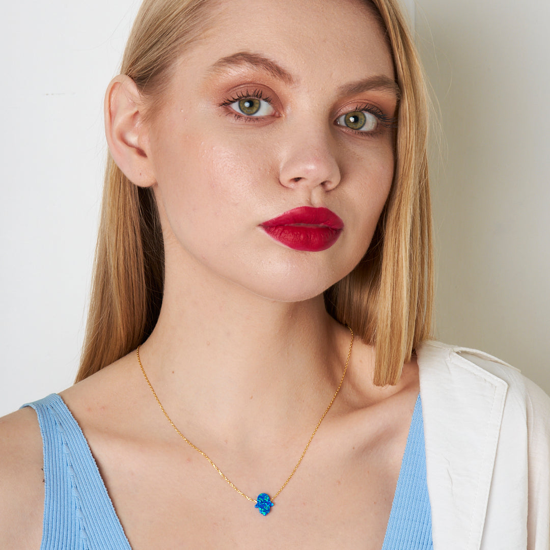 Original Blue Simple Opal Fatima Hand Chain - 925 SILVER