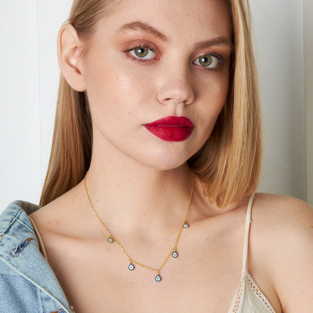 Five-Eye Evil Eye Necklace - 925 SILVER