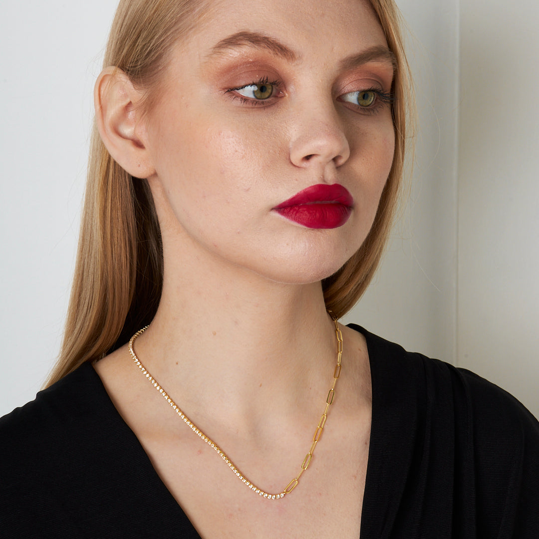 Rectangular Waterway Chain Necklace - 925 Silver