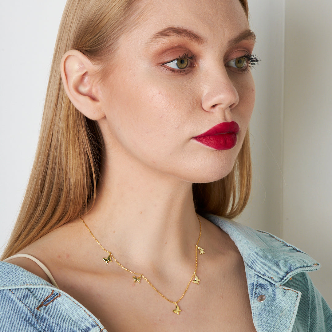 Butterfly Plate Necklace - 925 SILVER