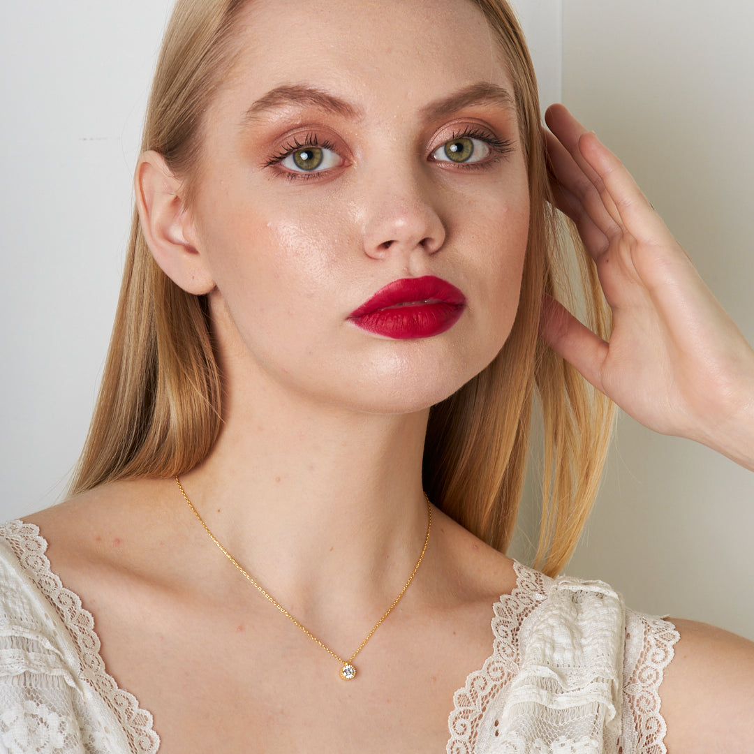 Single Stone Modern Necklace - 925 SILVER