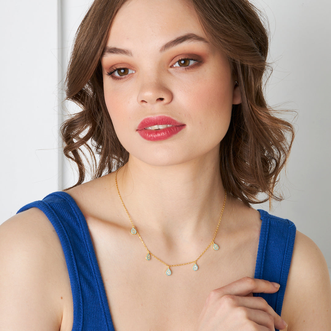 Five-Layer Water Drop Necklace - 925 SILVER