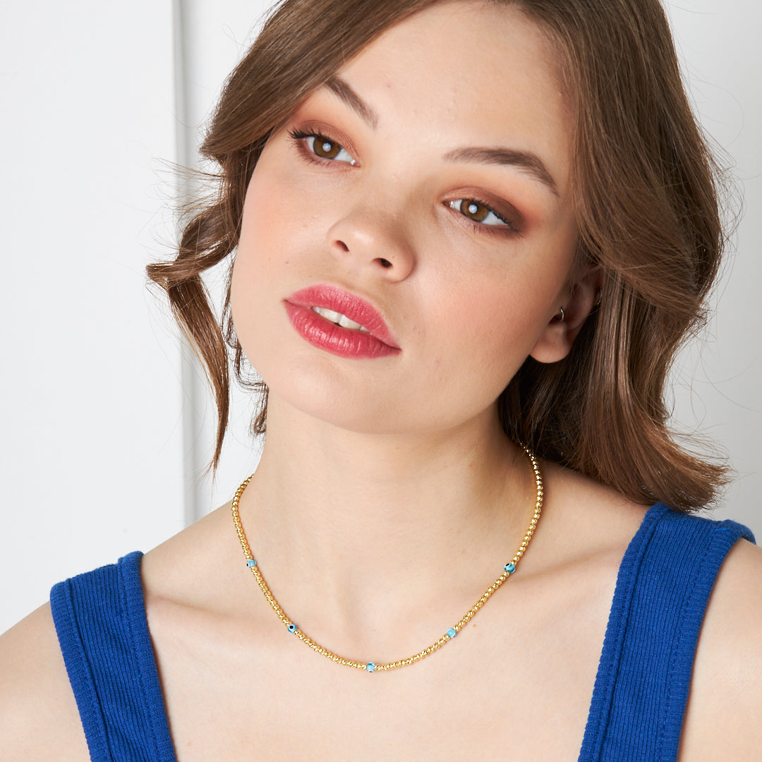 BLAUE DORIKA HALSKETTE | 925 SILBER