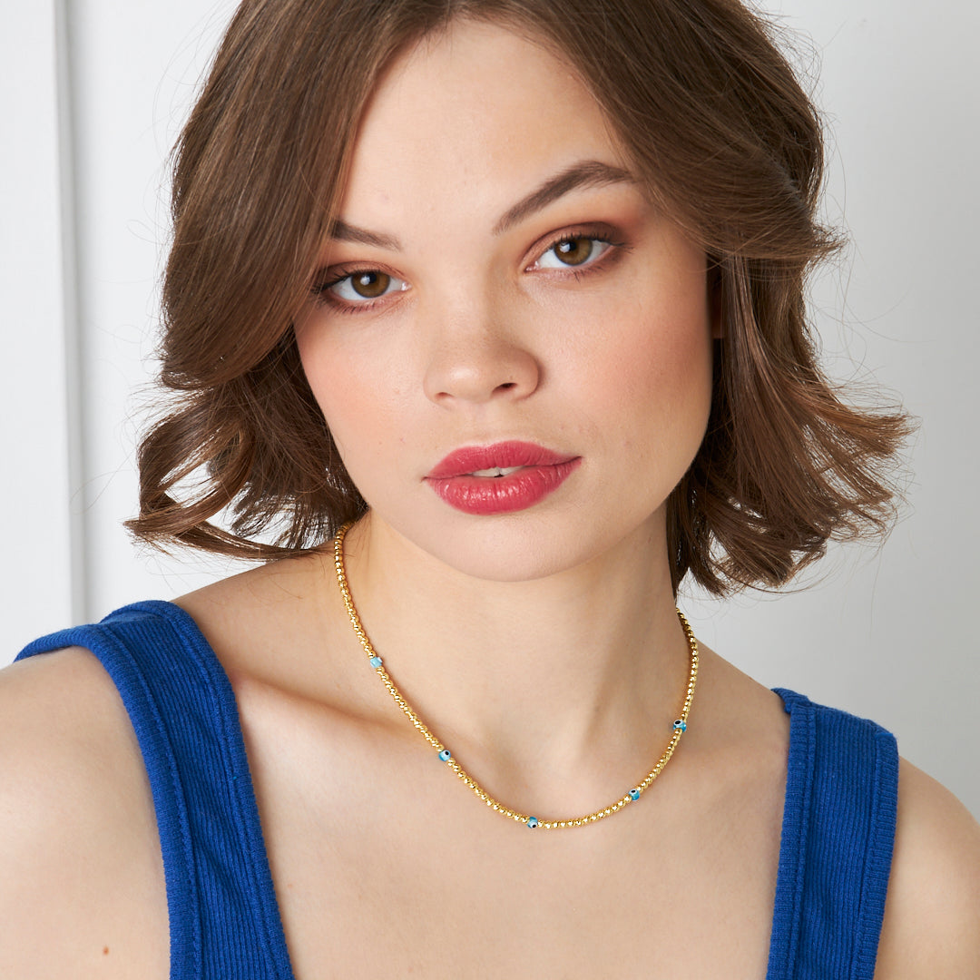 BLAUE DORIKA HALSKETTE | 925 SILBER