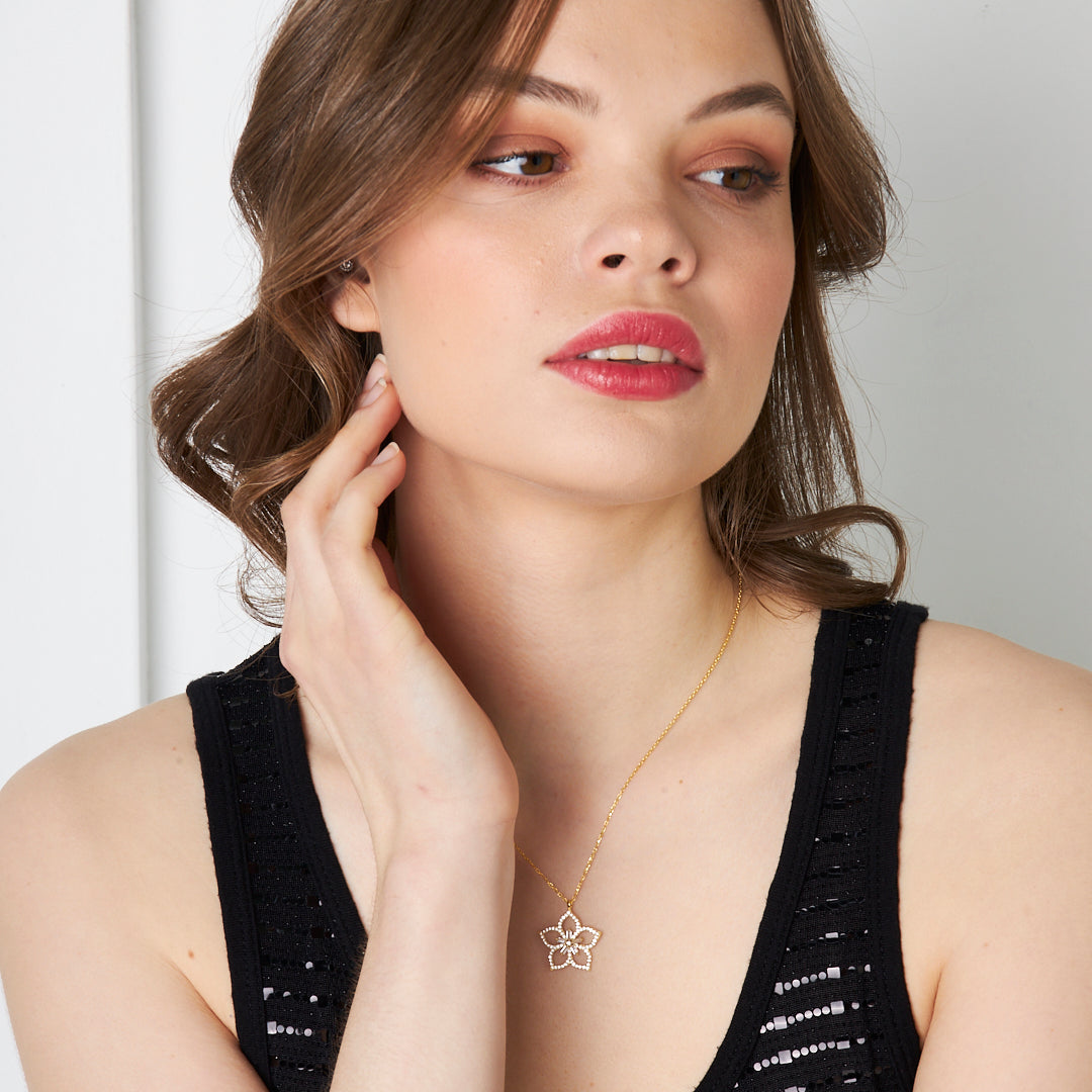 Magnolia Flower Necklace - 925 Silver