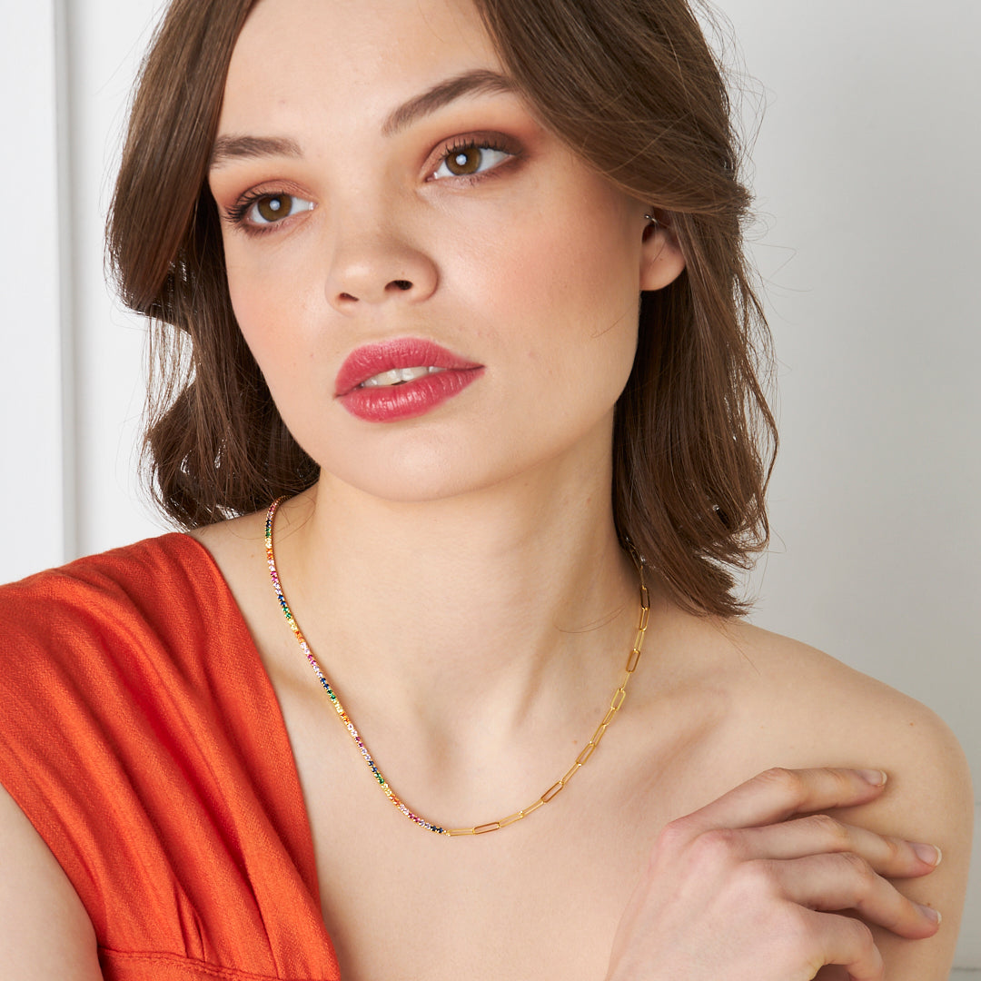 Chained Colored Waterway - 925 SILVER