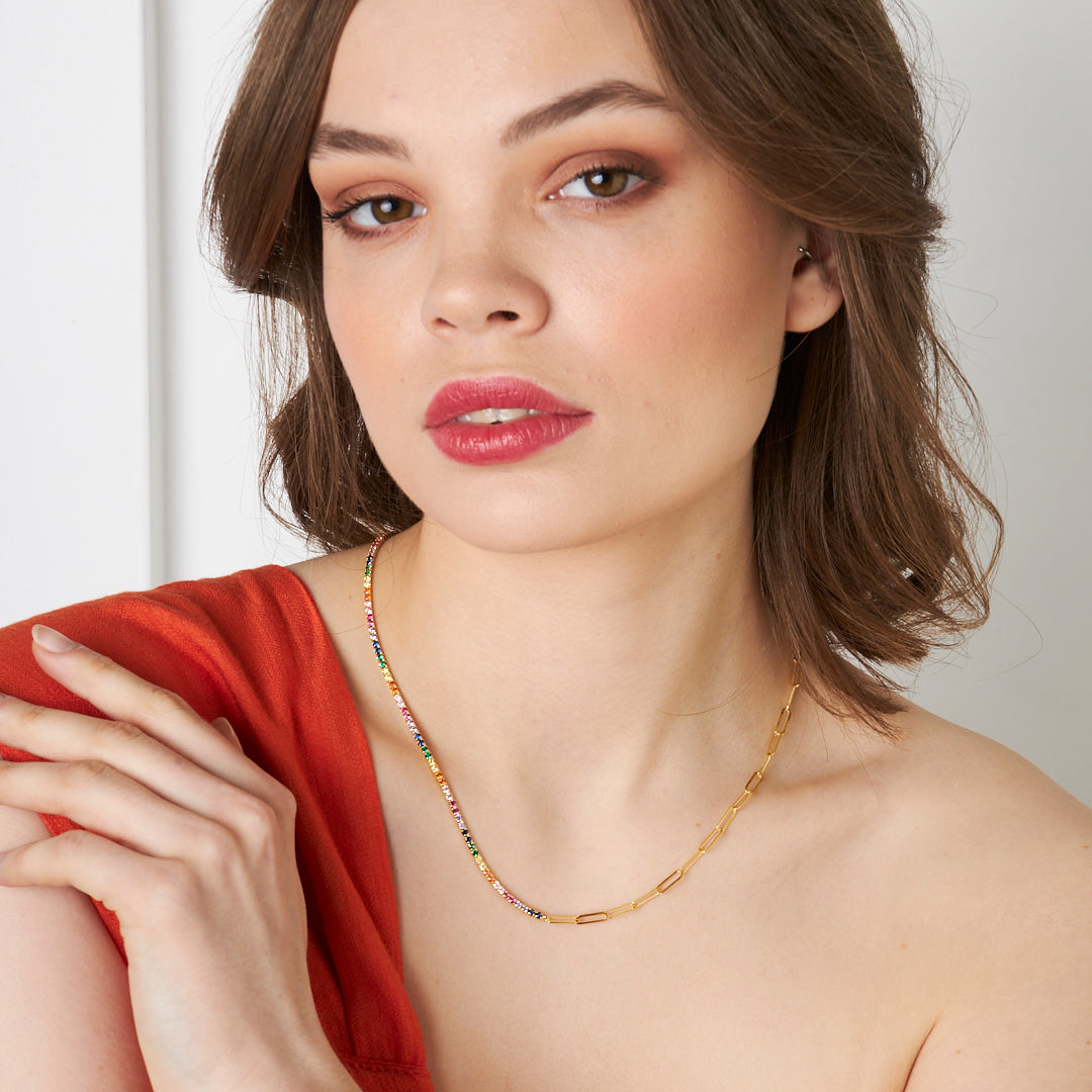 Chained Colored Waterway - 925 SILVER