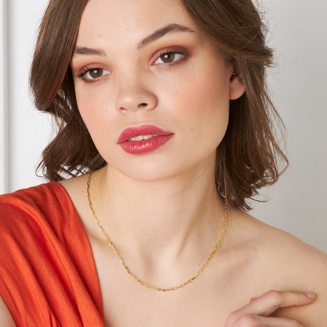 Simple Paperclip Chain Necklace - 925 SILVER