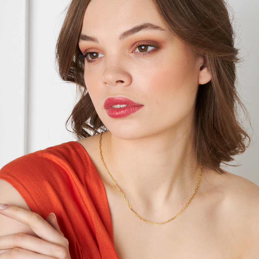 Simple Paperclip Chain Necklace - 925 SILVER