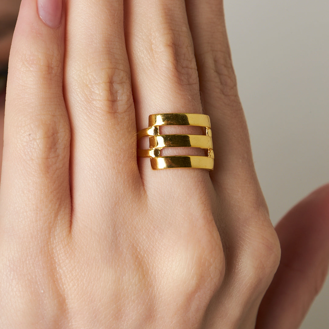 GERIPPE DESIGN RING | 925 SILBER