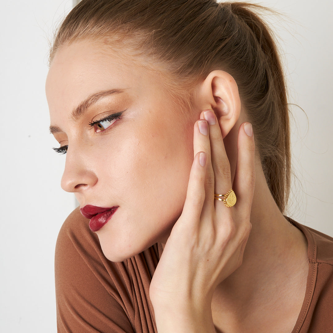 Classic Teardrop Tughra Ring - 925 SILVER