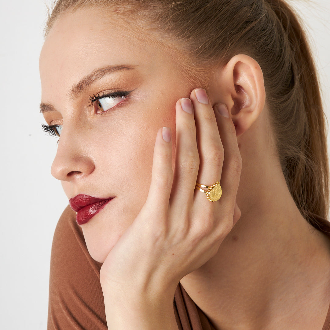Classic Teardrop Tughra Ring - 925 SILVER