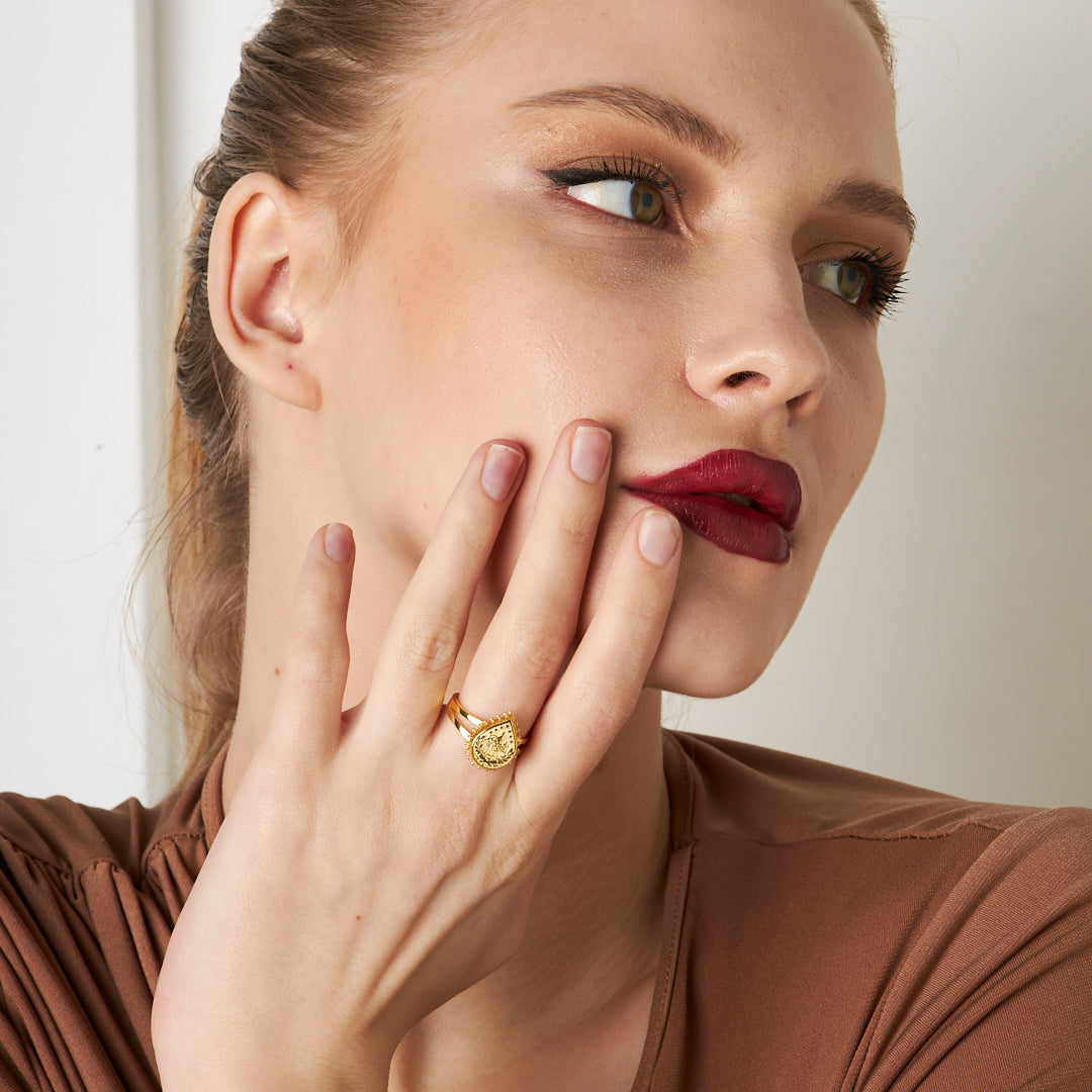 Classic Teardrop Tughra Ring - 925 SILVER