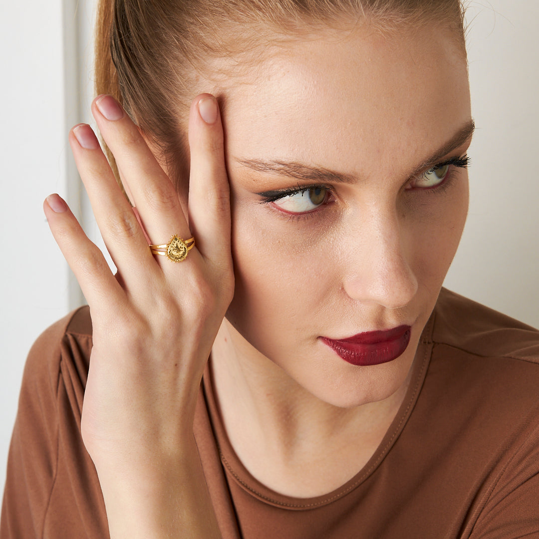 TROPFEN TUGRA RING | 925 SILBER