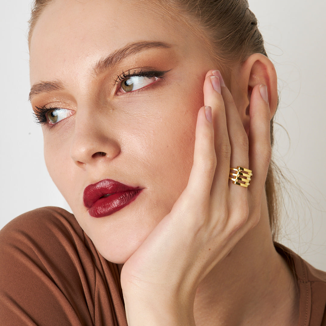 Smooth Ribbed Ring - 925 SILVER