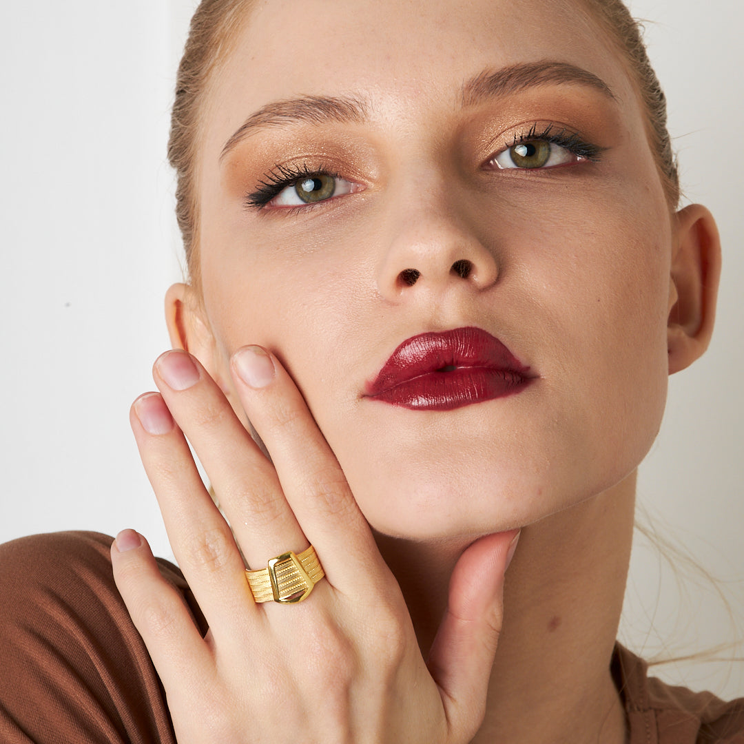 Thick Straw Ring Without Stone - 925 SILVER