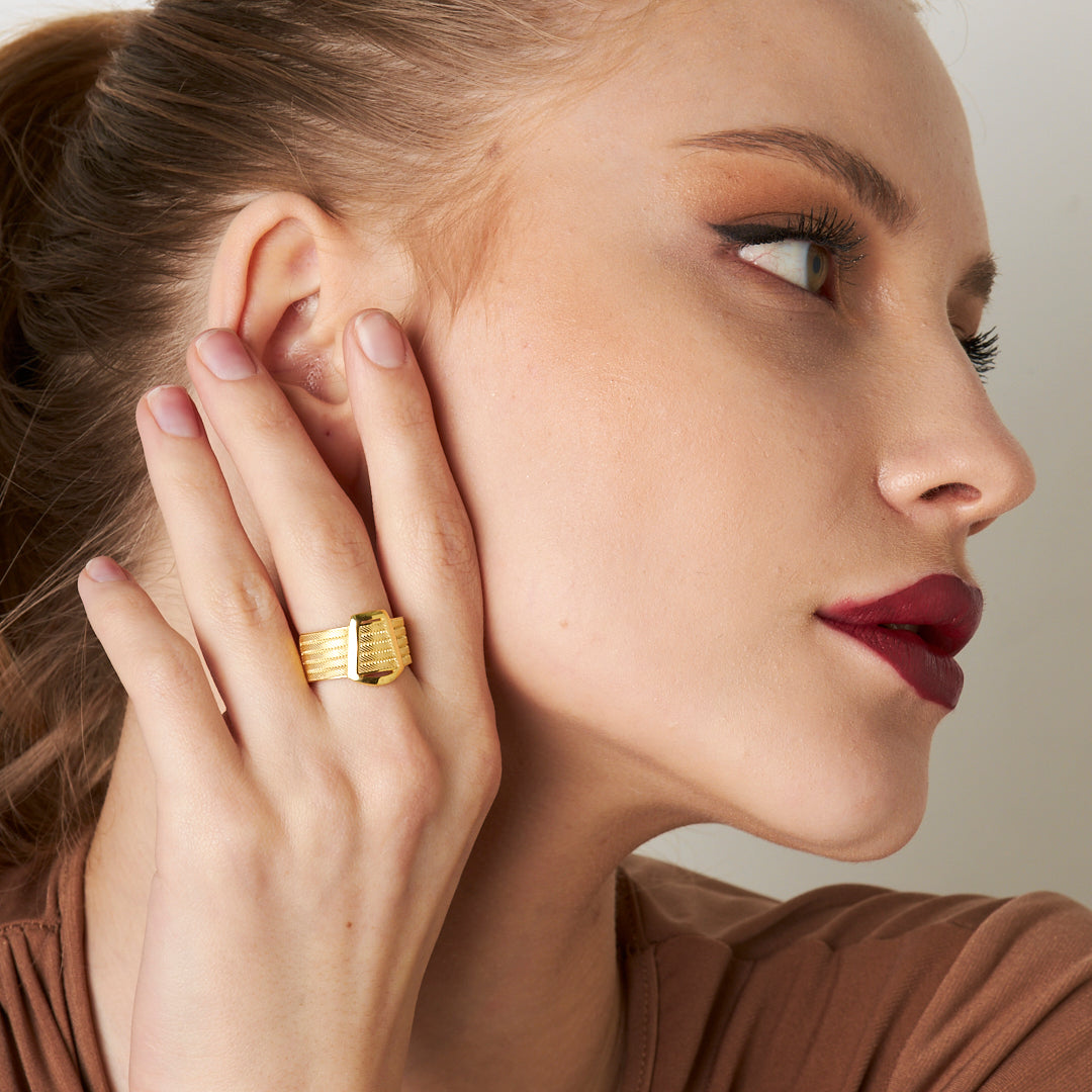 Thick Straw Ring Without Stone - 925 SILVER