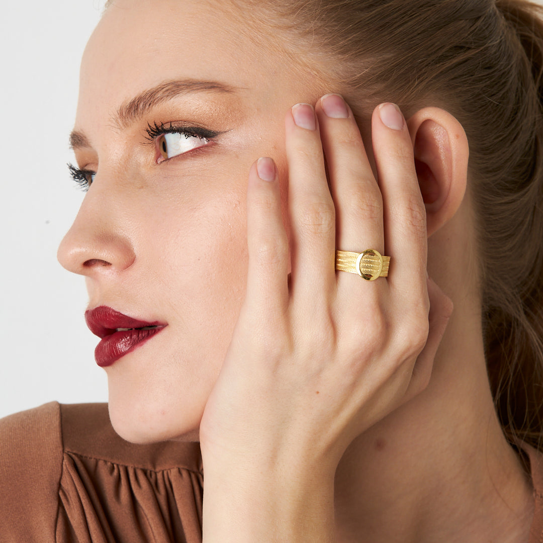 Four Row Classic Round Wicker Ring - 925 SILVER