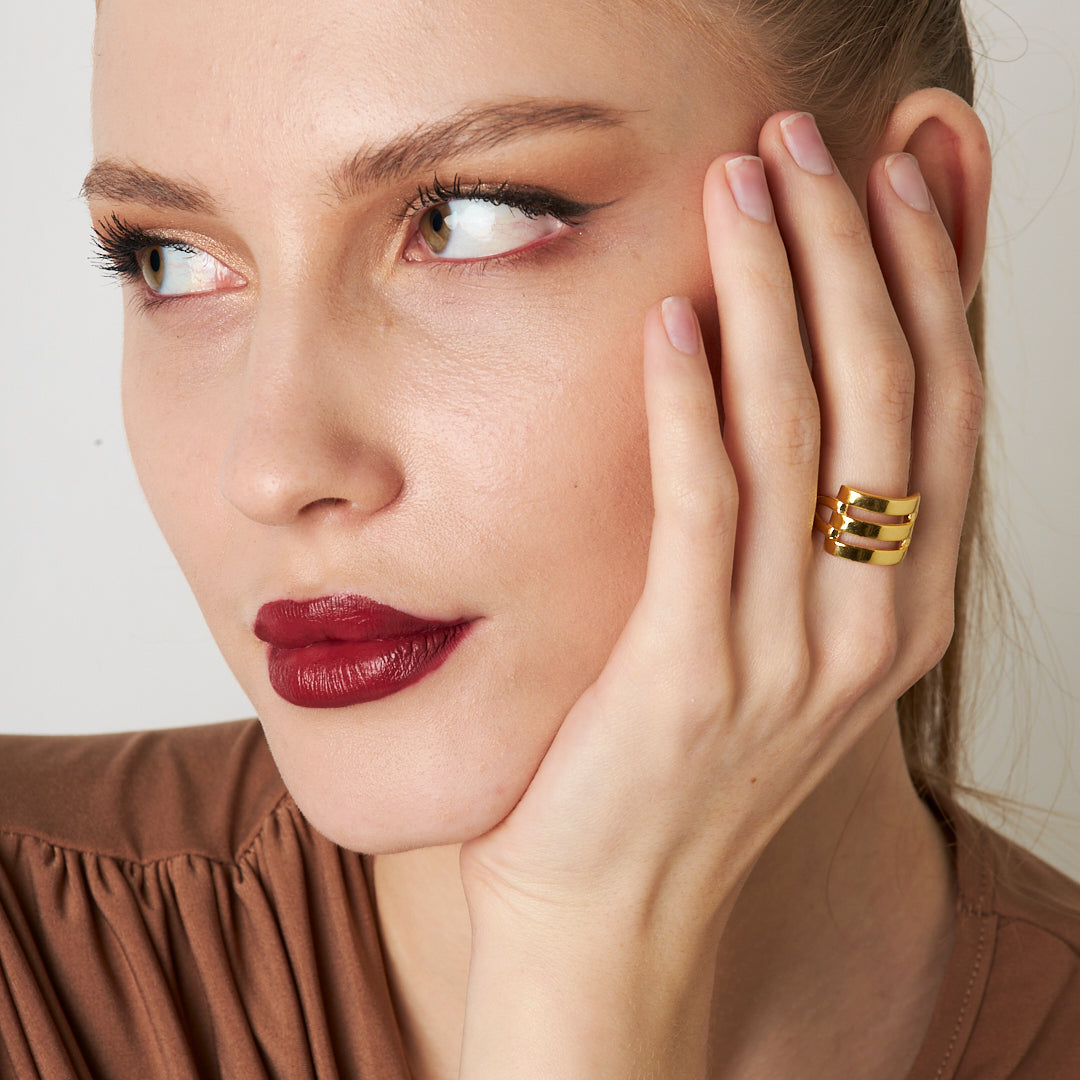 GERIPPE DESIGN RING | 925 SILBER