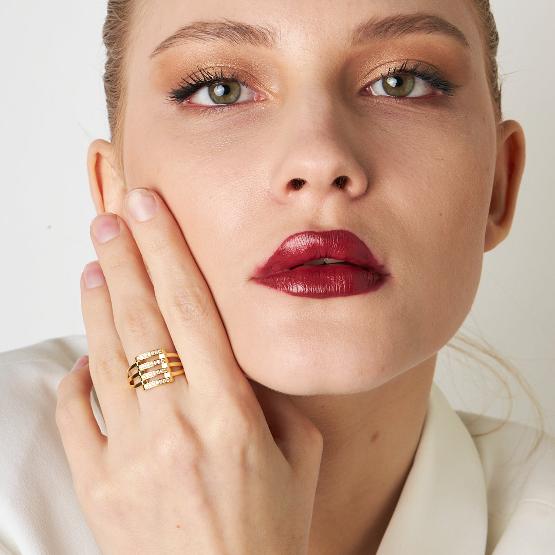 Stone Rib Ring - 925 SILVER