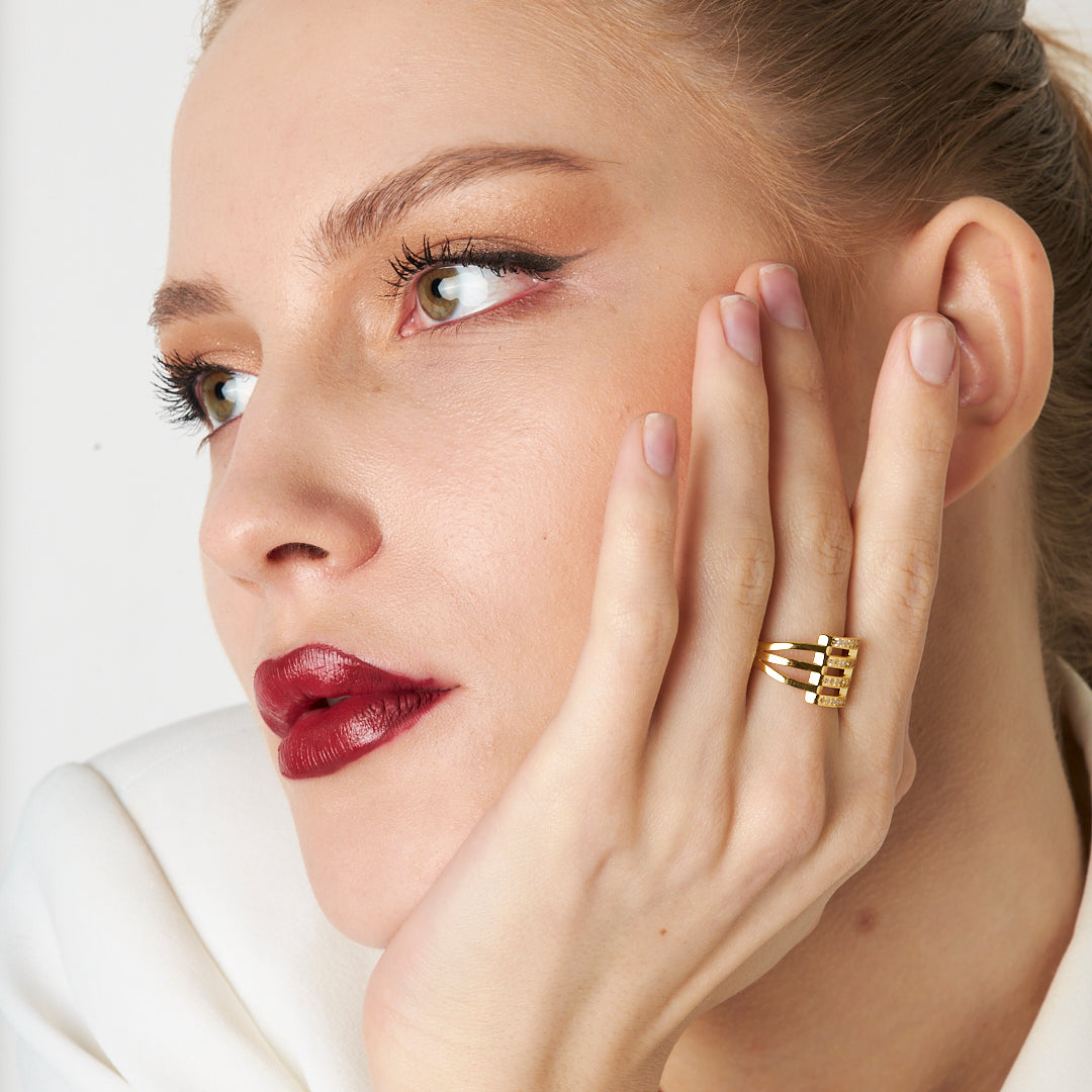 Stone Rib Ring - 925 SILVER