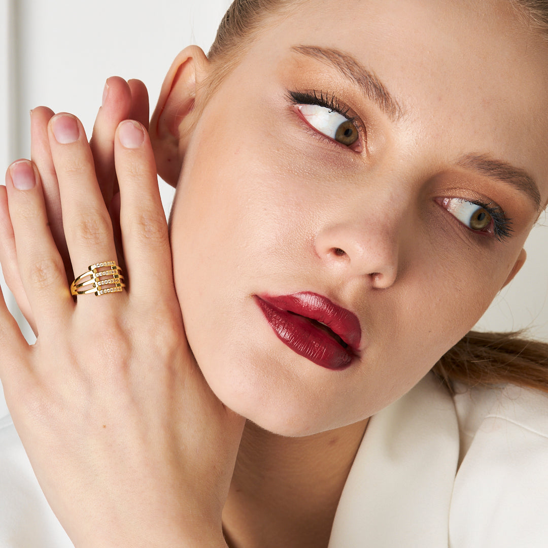 Stone Rib Ring - 925 SILVER