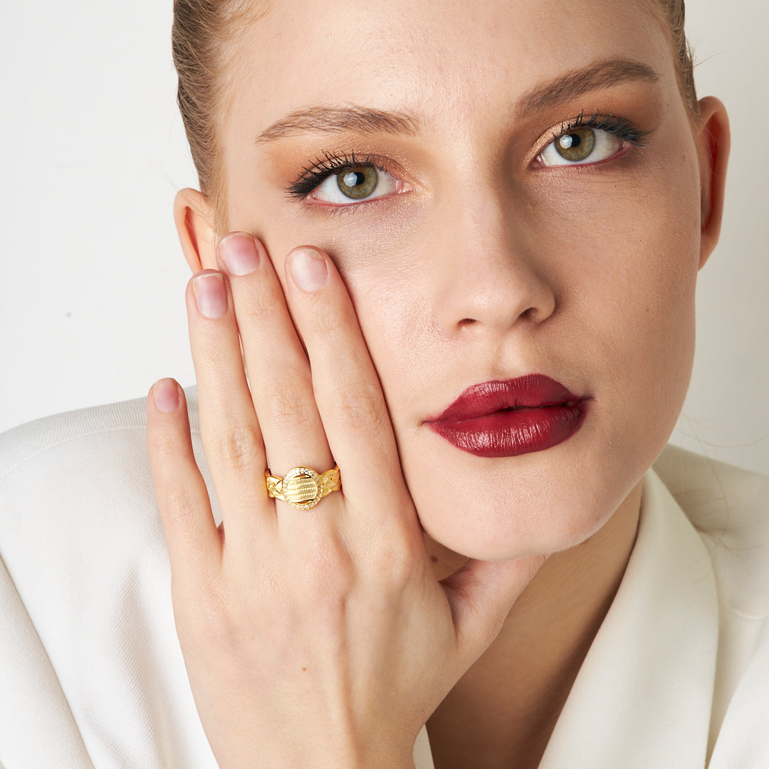 Stone Knitting Pattern Ring - 925 SILVER