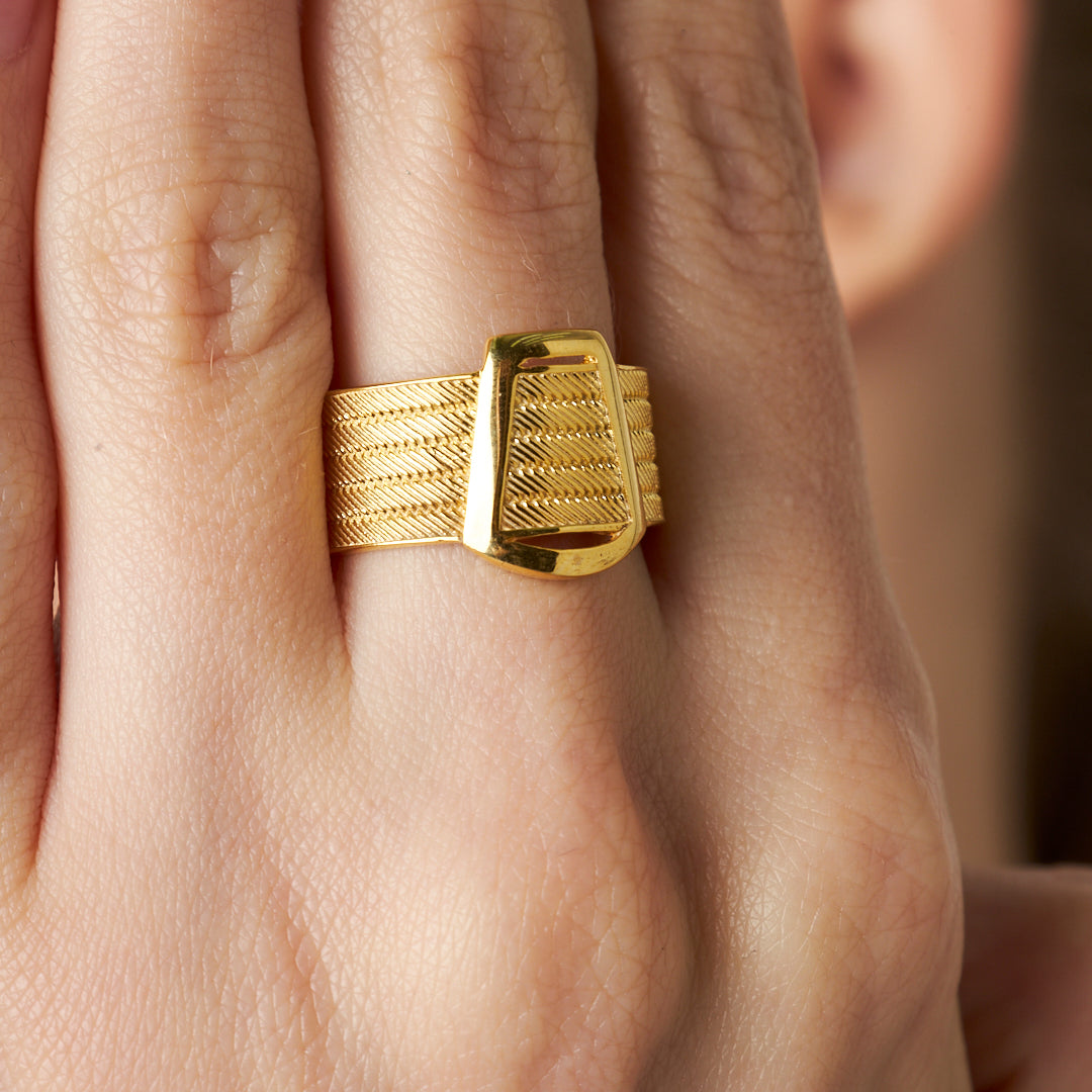 Thick Straw Ring Without Stone - 925 SILVER