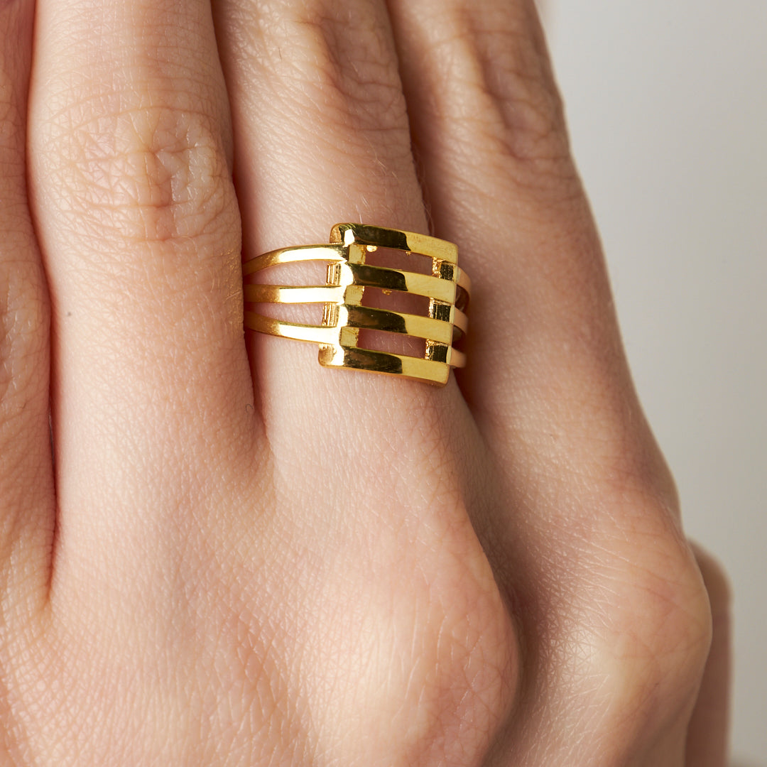 Smooth Ribbed Ring - 925 SILVER