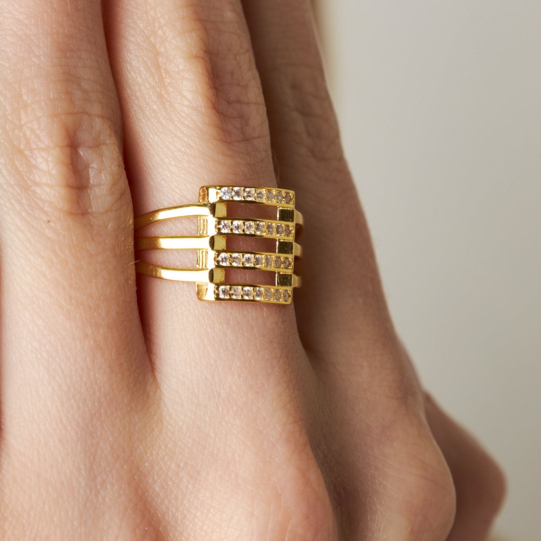 Stone Rib Ring - 925 SILVER