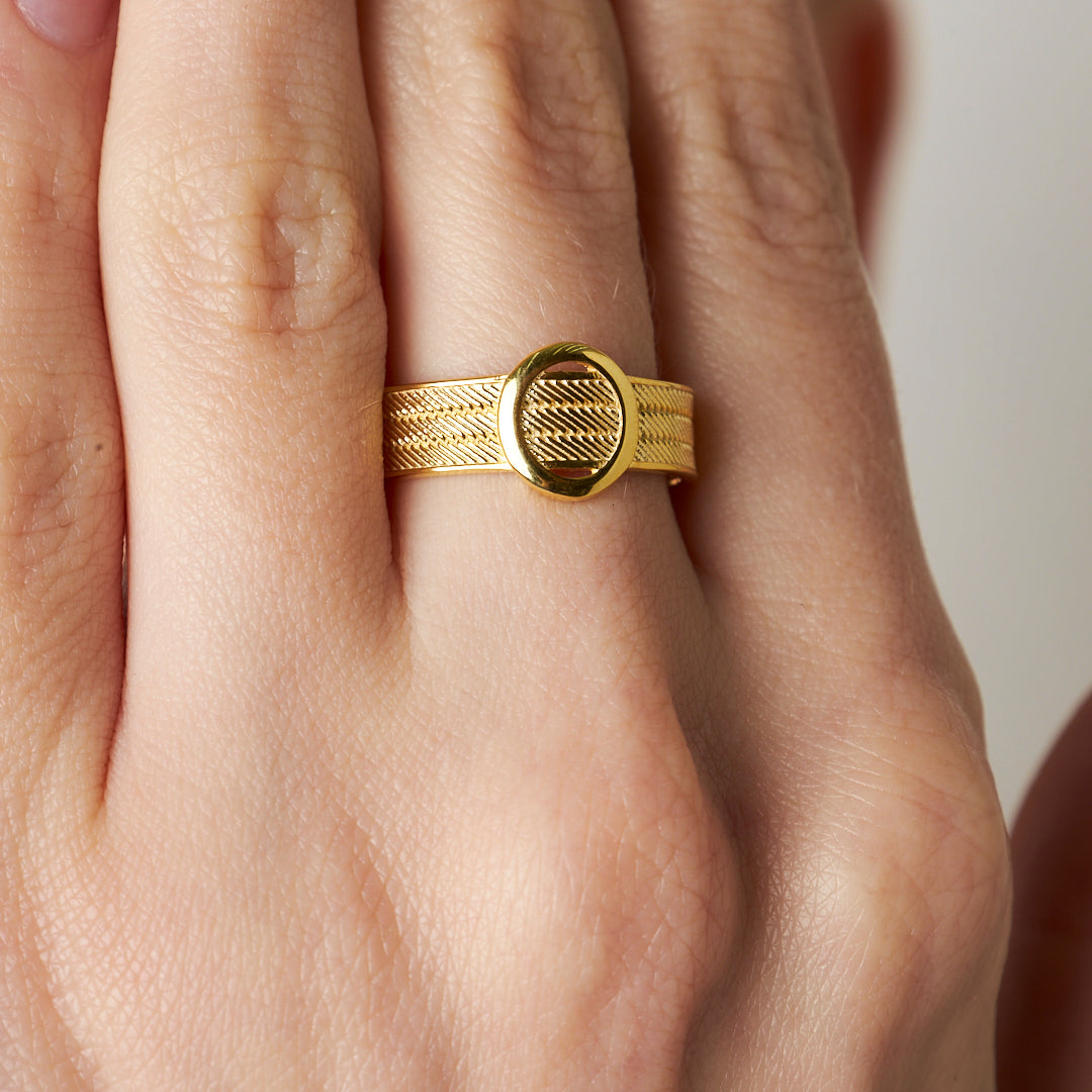 Oval Stone Knit Ring - 925 SILVER