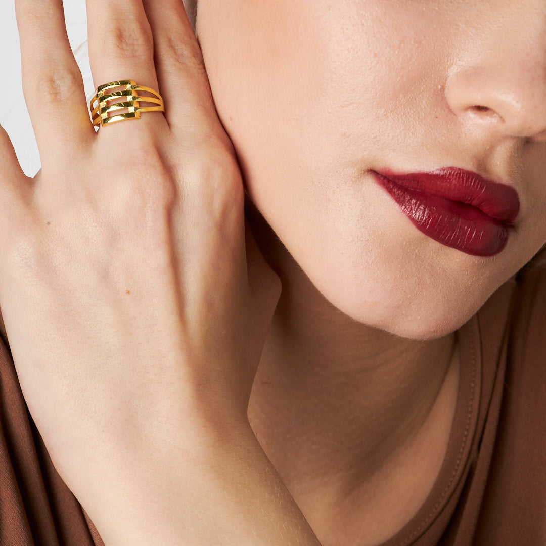 Smooth Ribbed Ring - 925 SILVER