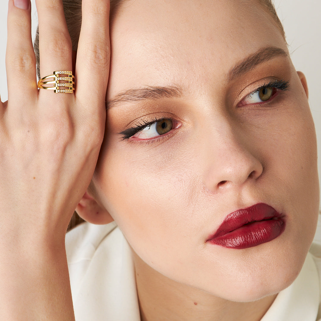 Stone Rib Ring - 925 SILVER